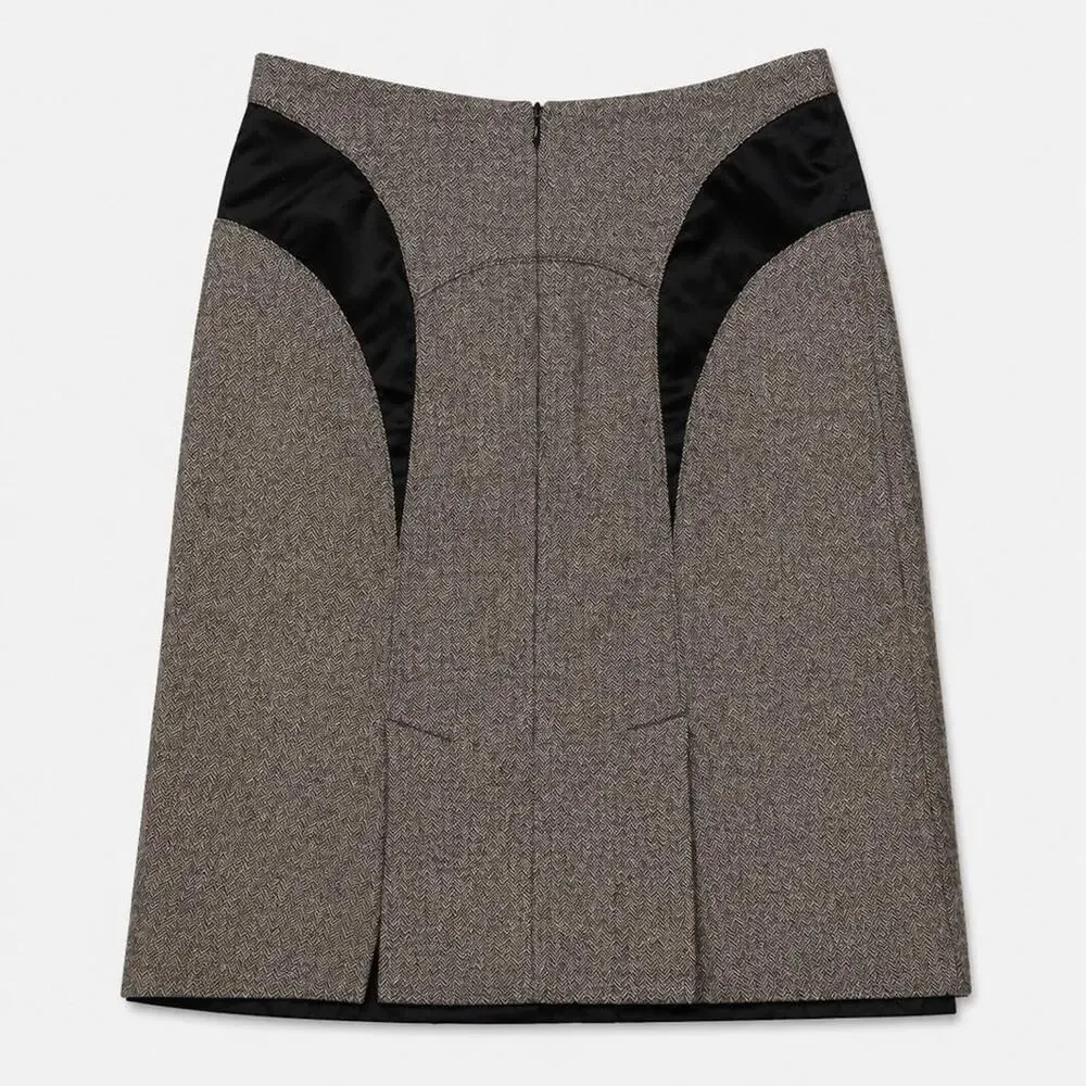 Better B Wool Blend Herringbone Mini Skirt Gray Black Size S